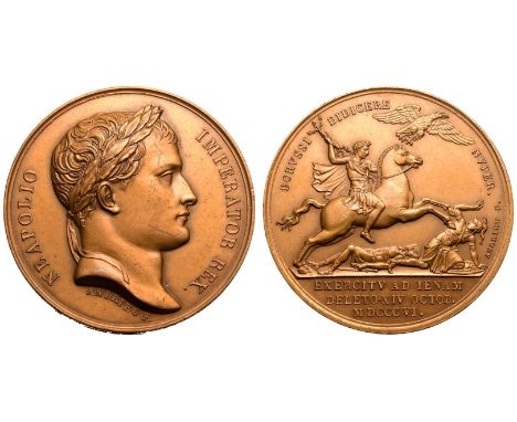 FRANCE. FIRST FRENCH EMPIRE. Napoleon I. Bronze Medal, 1806. Paris Mint. Restrike. Commemorating the Battle of Jena. Dated 14