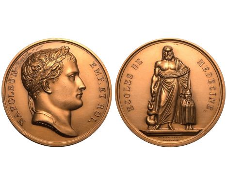 FRANCE. FIRST FRENCH EMPIRE. Napoleon I. Bronze Medal, 1805. Restrike. Celebrating the establishment of the Medical Colleges.