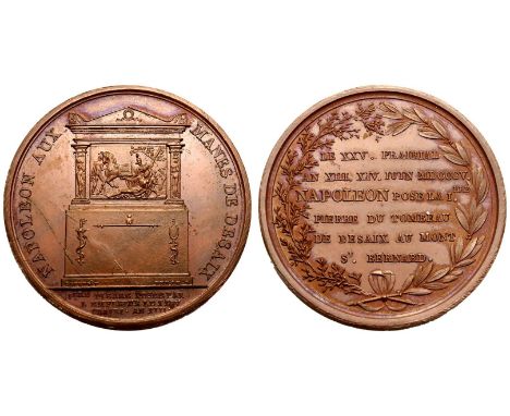 FRANCE. FIRST FRENCH EMPIRE. Napoleon I. Bronze Medal, 1805. Memorialising the monument to Desaix at Mont Saint-BernardTriply