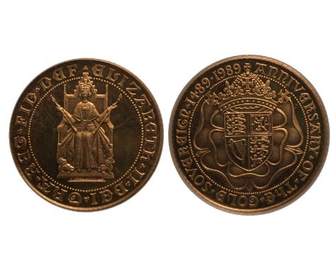 UNITED KINGDOM. Elizabeth II, 1952-2022. Gold Half-Sovereign, 1989. Royal Mint. Proof. Commemorating the 500 years anniversar