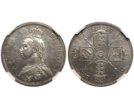 UNITED KINGDOM. Victoria, 1837-1901. Silver Florin, 1887. Royal Mint. Jubilee bust of Queen Victoria facing left; VICTORIA DE