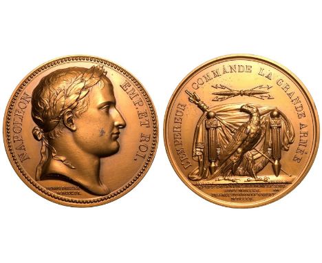 FRANCE. FIRST FRENCH EMPIRE. Napoleon I. Bronze Medal, 1805. Restrike. Commemorating the breaking of camp at Boulogne and the
