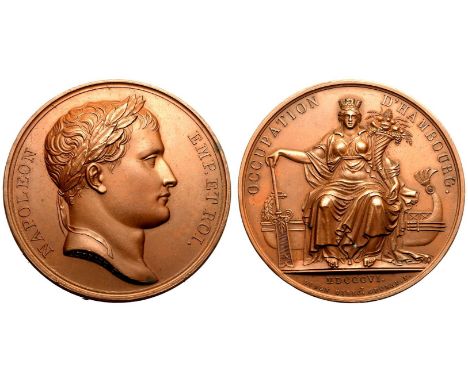 FRANCE. FIRST FRENCH EMPIRE. Napoleon I. Bronze Medal, 1806. Commemorating the occupation of Hamburg.Dies by Andrieu and Geor