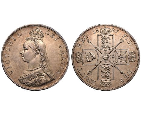 UNITED KINGDOM. Victoria, 1837-1901. Silver Double Florin, 1887. Royal Mint. Jubilee bust of Queen Victoria facing left; VICT