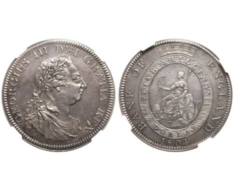 GREAT BRITAIN. George III, 1760-1820. Silver Dollar (5 Shillings), 1804. Bank of England (Soho Mint). Struck over Spanish Col