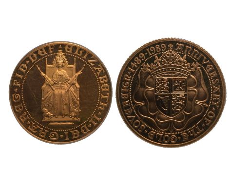 UNITED KINGDOM. Elizabeth II, 1952-2022. Gold Sovereign, 1989. Royal Mint. Proof. Commemorating the 500 years anniversary of 