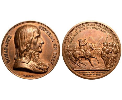 FRANCE. FIRST REPUBLIC. Napoleon Bonaparte, (Général de l'Armée d'Orient). Bronze Medal, 1798. Restrike. Dated 1798. Die Anto