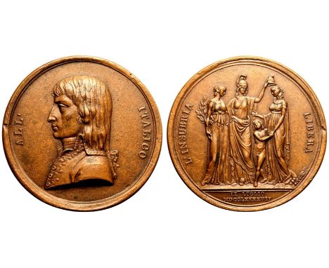 FRANCE. FIRST REPUBLIC. Napoleon Bonaparte, (as General de l'armée d'Italie). Bronze Medal, 1797. Restrike. Dated 9 July 1797