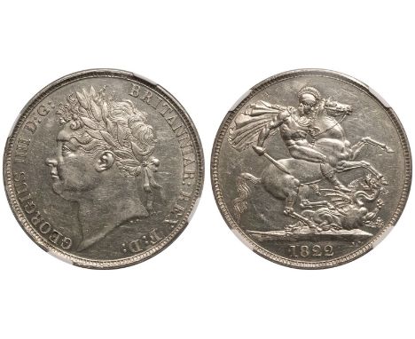 UNITED KINGDOM. George IV, 1820-30. Silver Crown, 1822. Royal Mint. Laureate head left; B.P. below; GEORGIUS IIII D: G: BRITA