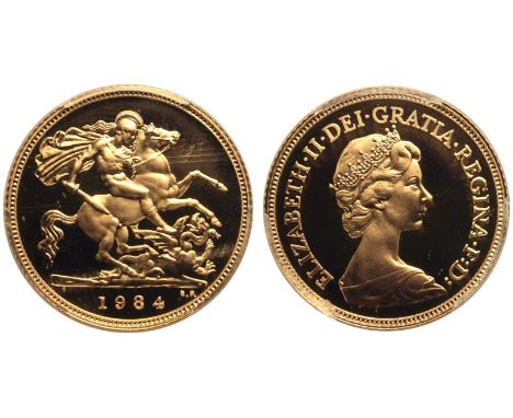 UNITED KINGDOM. Elizabeth II, 1952-2022. Gold Half-Sovereign, 1984. Royal Mint. Proof. Second crowned and draped bust of Eliz