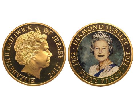 UNITED KINGDOM. JERSEY. Elizabeth II, 1952-2022. Gold Plated Steel 50 Pence, 2012. Elizabeth II Crowned bust right, ELIZABETH