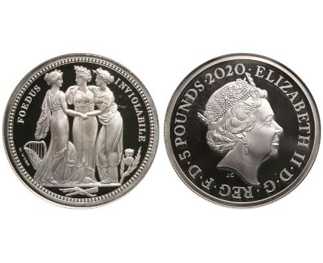 UNITED KINGDOM. Elizabeth II, 1952-2022. Silver 5 Pounds, 2020. Royal Mint. Proof. The second issue from the Great Engravers 