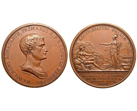 FRANCE. FIRST REPUBLIC. Napoleon Bonaparte, (as Premier Consul). Bronze Medal, 1803. Paris. Dies by Andrieu Obv: NAPOLEONI BO