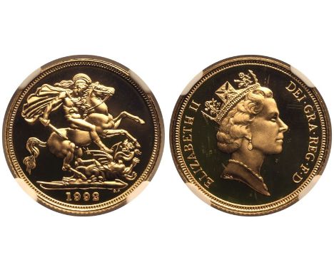 UNITED KINGDOM. Elizabeth II, 1952-2022. Gold Sovereign, 1992. Royal Mint. Proof. Third crowned head of Elizabeth II facing r