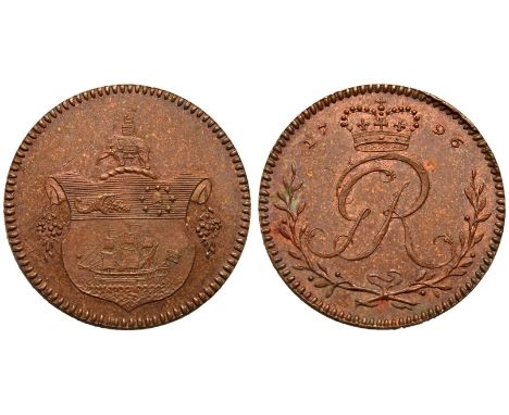 GHANA. GOLD COAST, 1821-1957. George III, 1760-1820. Bronze-Copper 1 Tackoe, 1796. Soho Mint (Birmingham). Pattern Proof. The