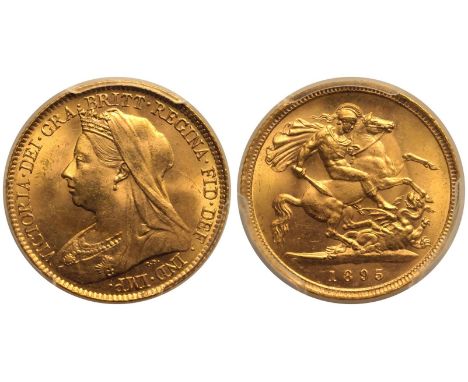 UNITED KINGDOM. Victoria, 1837-1901. Gold Half-Sovereign, 1895. London. Older crowned and veiled bust facing left; VICTORIA ·