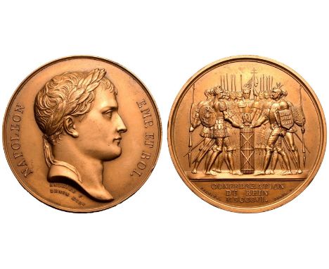 FRANCE. FIRST FRENCH EMPIRE. Napoleon I. Bronze Medal, 1806. Restrike. Commemorating the Confederation of the Rhine.Dies by A