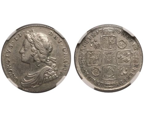 GREAT BRITAIN. George II, 1727-60. Silver Shilling, 1731. Roses &amp; Plumes. Young laureate and draped bust left. Legend rea