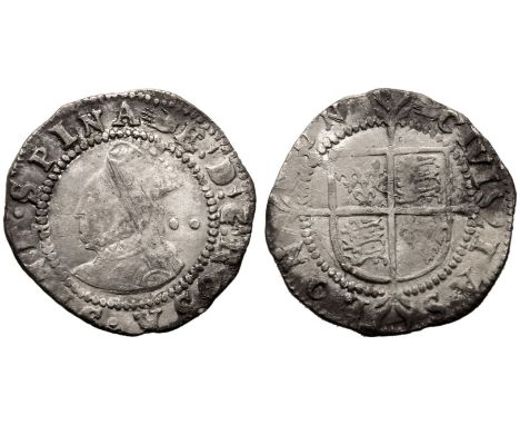 ENGLAND. Elizabeth I, 1558-1603. Silver Halfgroat, ND (1590-1592). Tower Mint. Hand. Sixth Issue (1582-1600). Crowned bust of