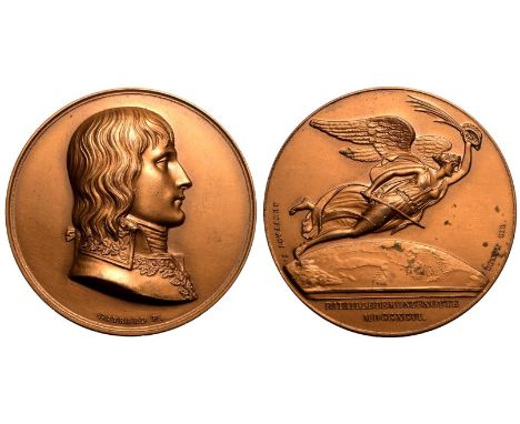 FRANCE. FIRST REPUBLIC. Napoleon Bonaparte, (as General de l'armée d'Italie). Bronze Medal, 1796. Restrike. Dated 1796. Dies 