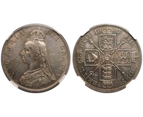 UNITED KINGDOM. Victoria, 1837-1901. Silver Double Florin, 1887. Royal Mint. Roman I in date. Jubilee bust of Queen Victoria 