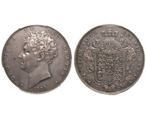 UNITED KINGDOM. George IV, 1820-30. Silver Crown, 1826. Royal Mint. Proof. Bare head left; date below; GEORGIUS IV DEI GRATIA