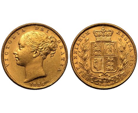 AUSTRALIA. Victoria, 1837-1901. Gold Sovereign, 1886 M. Melbourne. Shield. One of the key dates in the Australian series, the