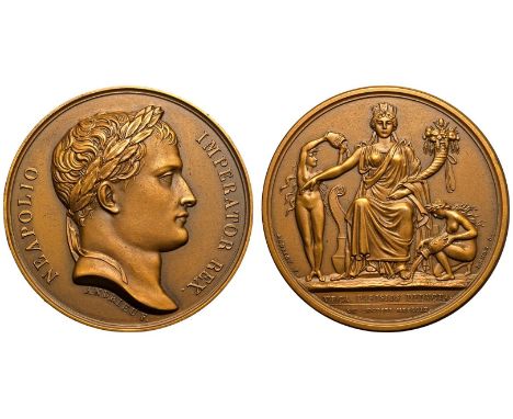FRANCE. FIRST FRENCH EMPIRE. Napoleon I. Bronze Medal, 1809. Paris Mint. Restrike. Commemorating the opening of the Canal de 