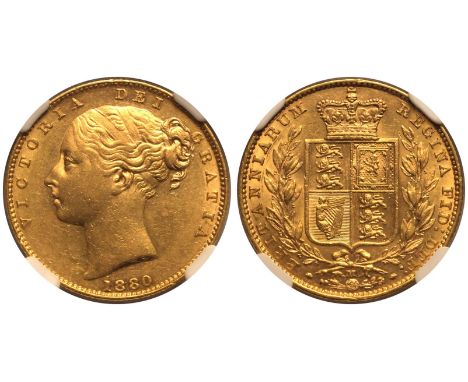 AUSTRALIA. Victoria, 1837-1901. Gold Sovereign, 1880 M. Melbourne. Shield. Young head left, WW on truncation; date below; VIC