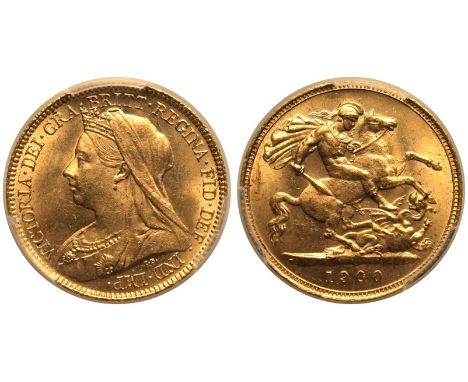 UNITED KINGDOM. Victoria, 1837-1901. Gold Half-Sovereign, 1900. London. Older crowned and veiled bust facing left; VICTORIA ·