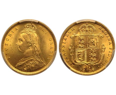 UNITED KINGDOM. Victoria, 1837-1901. Gold Half-Sovereign, 1887. London. No JEB. The issues the mint encountered with the Jubi