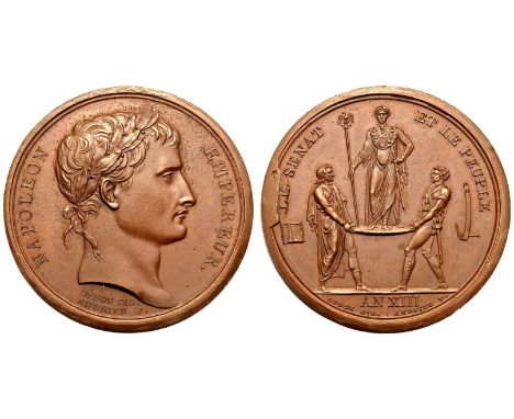 FRANCE. FIRST FRENCH EMPIRE. Napoleon I. Bronze Medal, Dated year 13 = 1804. Paris. Dies by Andrieu and Jeuffroy; Denon, mint