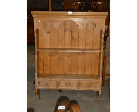 A Pine Wall Mounted rack with spice drawers
