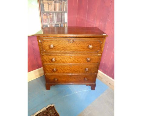 George III mahogany secretaire chest, with fitted compatment over three drawers on bracket feet