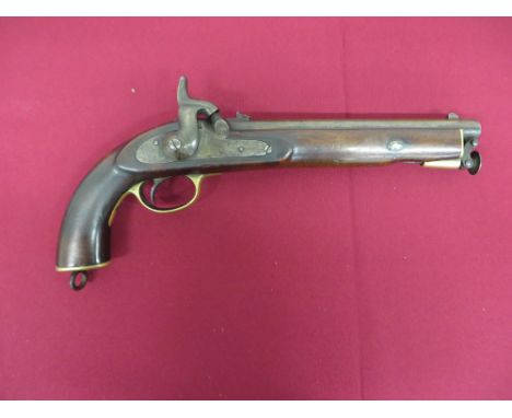 10 inch 5 groove rifled barrel.  The rear with double flip up V sight  The breech with various proof stamps.  Lower captive s