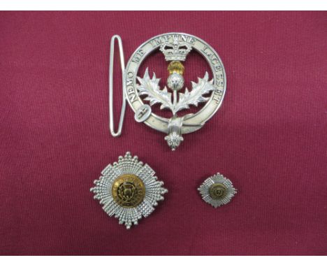 consisting silver hallmarked Edinburgh 1899-1900 Victorian buckle.  Belted circlet inscribed “Nemo Me Impune Lacesset”.  Cent