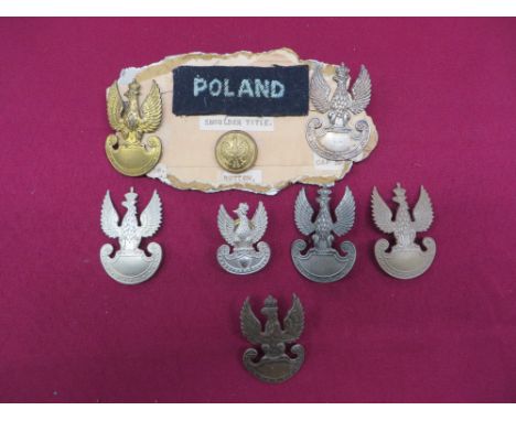 Polish eagle cap badges including brass, screw post fitting ... Plated, screw post fitting by Gaunt ... White metal, screw po