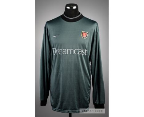 Emma Byrne grey and black Arsenal Women FC No.1 goalkeeper jersey, season 1999-2000,long-sleeved, with club crest and sponsor