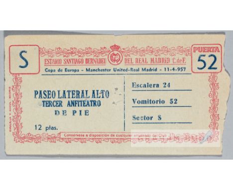 Real Madrid v Manchester United European Cup semi-final (1st Leg) match ticket, for the Estadio Santiago Bernabeu 1th April 1