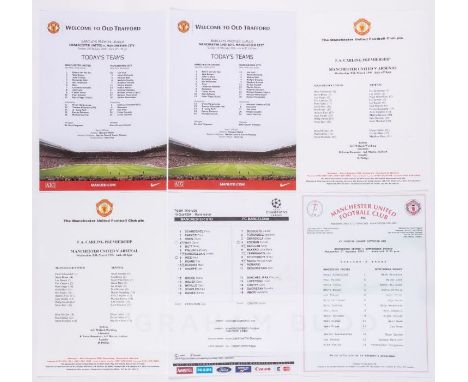Large quantity of Manchester United team-sheets for First team matches dating between 1993 and 2017,contained chronologically