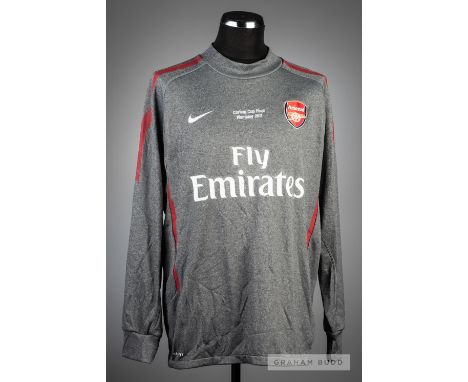 Arsenal player's grey warm-up sweatshirt from the 2011 Carling Cup Final v Birmingham City, at Wembley Stadium on 27th Februa