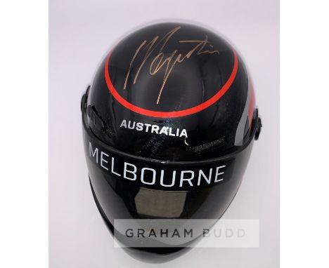 Giacomo Agostini (ITA) signed half-scale Australian Moto GP helmet,signed in gold marker pen on helmet, with COA (2)   Agosti