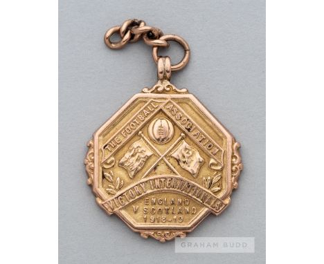 Football Association Victory Internationals medal awarded to Joe Smith of Bolton Wanderers in 1919,in 9ct. gold inscribed THE