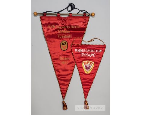 Two official East German football pennants, the first dated Easter 1961 and inscribed ASK VORWARTS BERLIN, SEKTION, FUSSBALL,