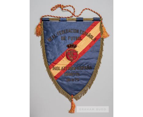 Official Spain F.A. pennant presented to the Football Association on the occasion of the 1975 UEFA Youth tournament prelimina