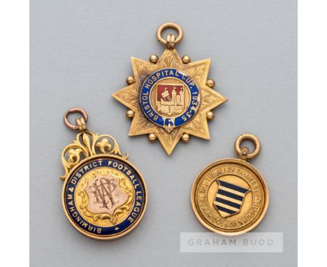 Trio of medals awarded to Bill Pickering of Bristol Rovers  between 1933 and 1937,all in 9ct. gold & enamel (total weight 50g