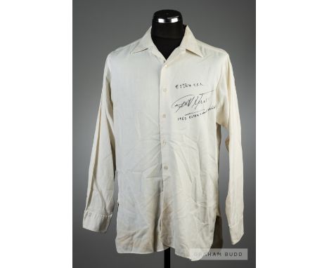 Geoff Hurst's signed Essex County Cricket Club shirt worn in the match v Lancashire in 1962,by Van Heusen, makers label inscr