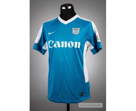 Jordi Tarres blue and white Kitchee SC No.18 jersey v Arsenal in the pre-season friendly in Hong Kong on 29th July 2012,short