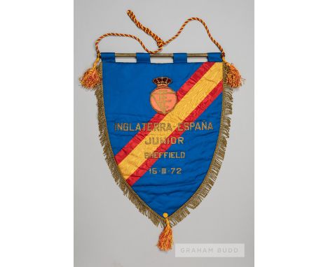 Official Spanish F.A. pennant presented to the Football Association on the occasion of the Youth International played at Bram