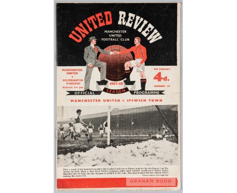 Programme (season issue No.20) for the postponed match at Old Trafford two days after the Munich disaster between Manchester 